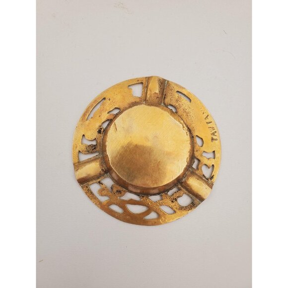 Vintage Solid Brass Ashtray Multi Floral Patterns 1970's Vintage Brass Ashtray - - Picture 3 of 10